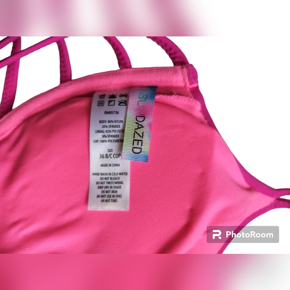Sundazed hot pink bikini top strappy push up double padded protection size 36B/C - Picture 10 of 10